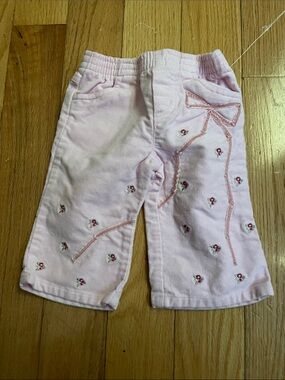 Girls' Pink vintage faded glory  Embroidered flower Corduroy Pants